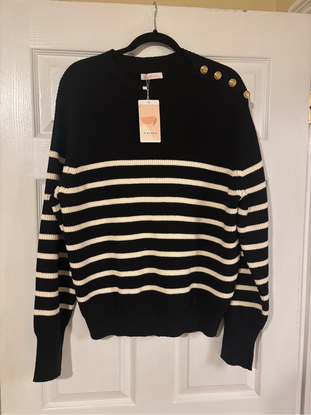 (NWT) Striped Black & White Sweater